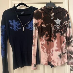 2 Y2K Vintage Sledge USA 1/4 Zip Pullover XL Extra Large Waffle Knit Hoodies USA